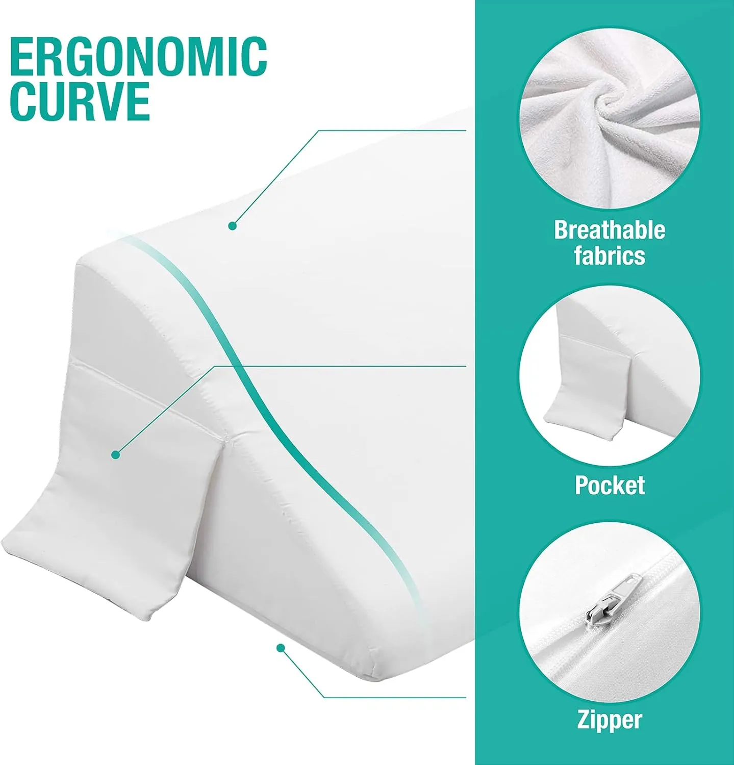 Vekkia King Bed Wedge Pillow for Headboard Gap/Bed Gap Filler/Mattress Wedge to Fill 0-6" Gap Between Headboard and Mattress (White 76"x10"x6")