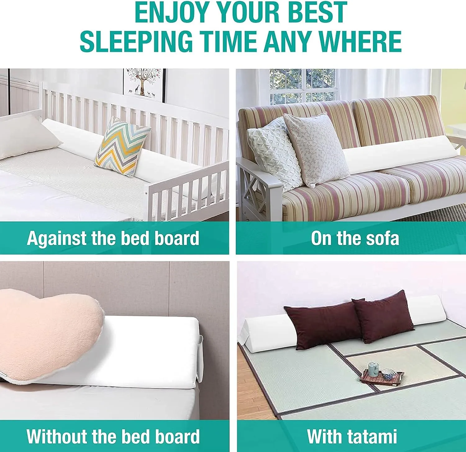 Vekkia King Bed Wedge Pillow for Headboard Gap/Bed Gap Filler/Mattress Wedge to Fill 0-6" Gap Between Headboard and Mattress (White 76"x10"x6")
