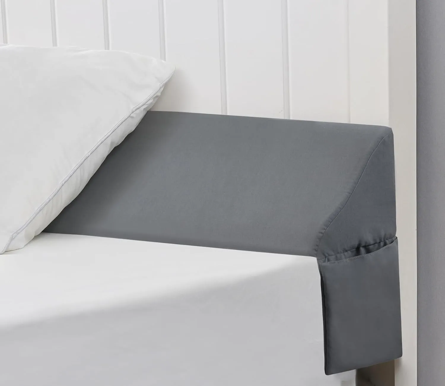 Vekkia Queen Bed Wedge Pillow/Headboard Pillow/Foam Mattress Wedge,Bed Gap Filler to Close Gap (0-3.5") Between Headboard and Mattress Queen（Gray）