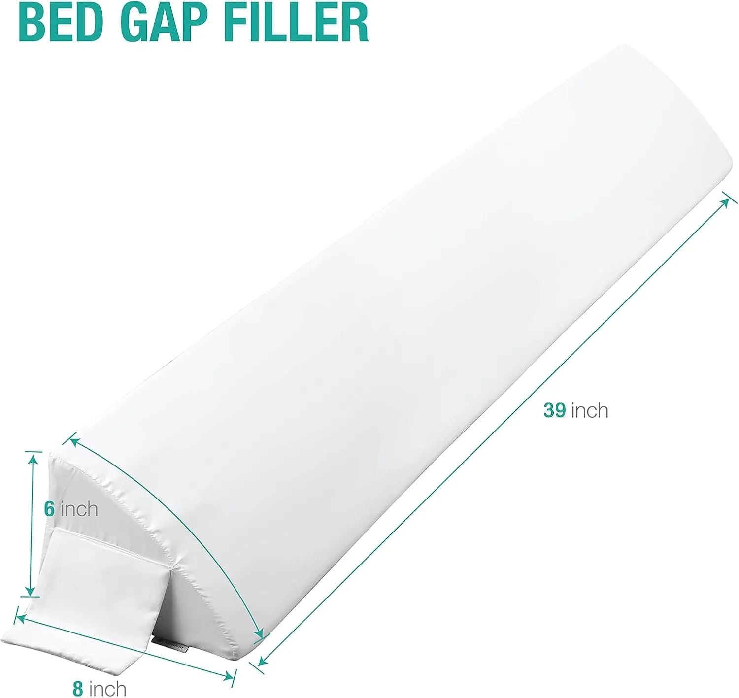 Vekkia Twin Bed Wedge Pillow for Headboard/Wedge Pillow Headboard/Bed Gap Filler/Headboard Pillow,Pillow Wedge for Headboard Gap Between Mattress and Headboard,Stop Loosing Your Pillows(White)