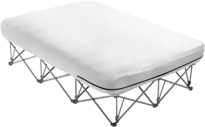 VEVOR Air Mattress Twin with Frame, 2 Person Inflatable Mattress with Pump & Rolling Carry Case, Portable Folding Blow Up Mattress Supports 600lbs, Fast Inflating Air Bed for Home, Guests & Camping