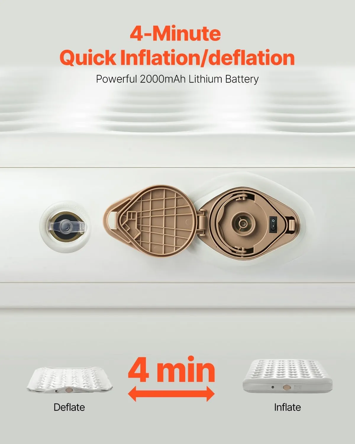 VEVOR Air Mattress Twin with Frame, 2 Person Inflatable Mattress with Pump & Rolling Carry Case, Portable Folding Blow Up Mattress Supports 600lbs, Fast Inflating Air Bed for Home, Guests & Camping