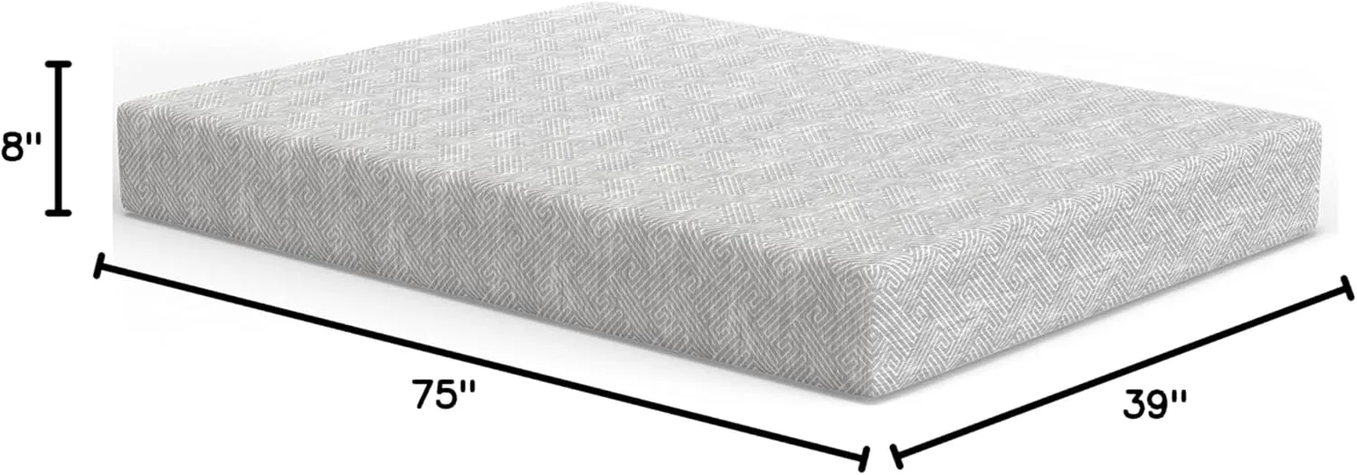 Vibe Heather Grey Gel Memory Foam Mattress, CertiPUR-US and Oeko-TEX Certifed Bed-in-a-Box in Ultra Small Package, 8-Inch, Twin
