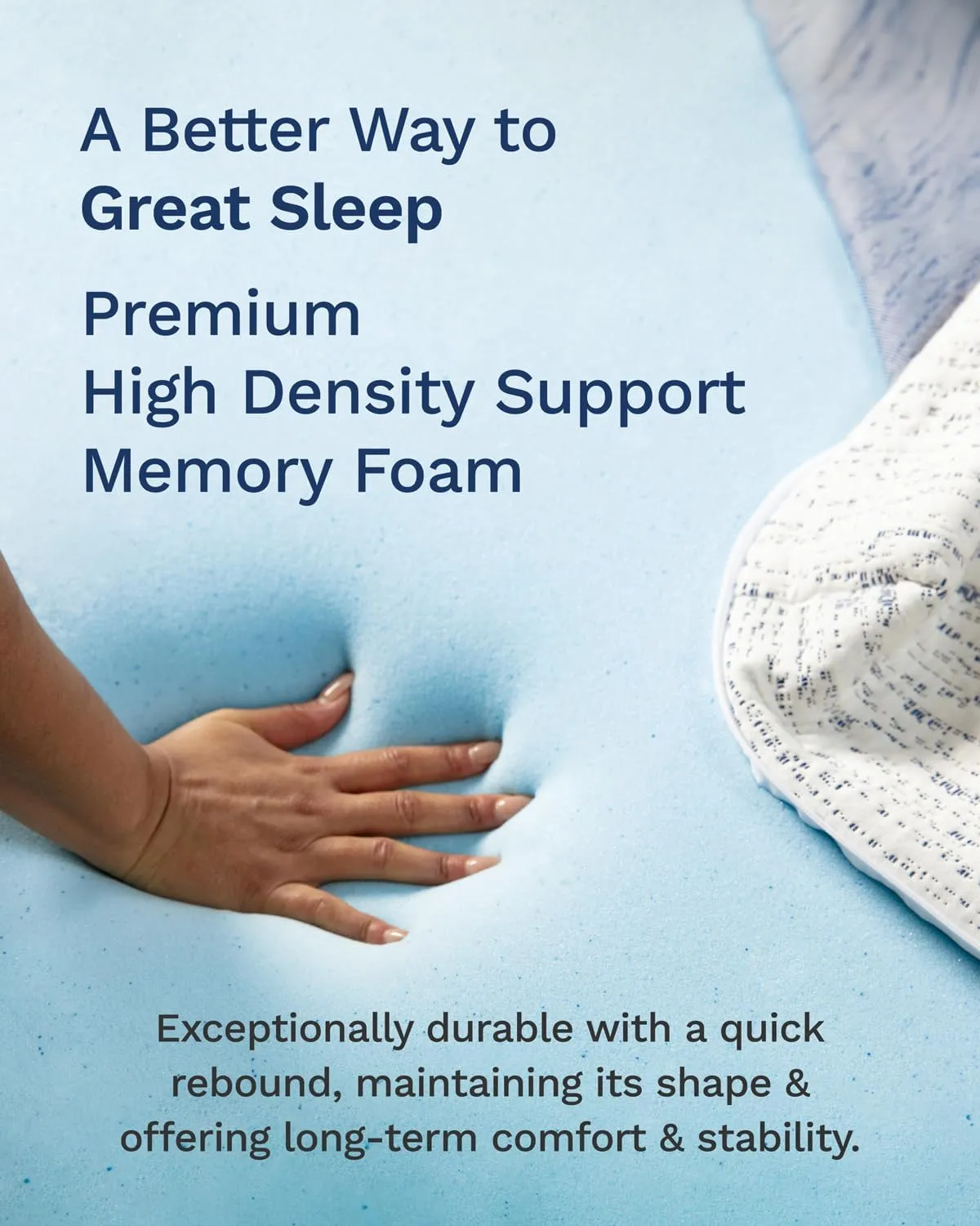 ViscoSoft 3 Inch Memory Foam Mattress Topper Twin XL - Select High Density Ventilated Extra Long Mattress Pad - Premium Removable Rayon Cover
