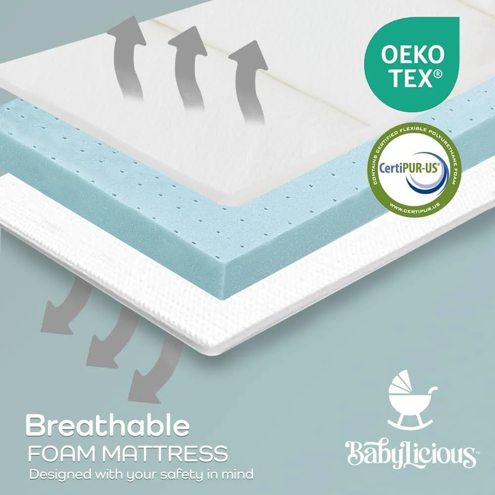 Waterproof Pack and Play Mattress Topper | 38" x 26" x 1.5" | Trifold Style - Breathable Soft Plush Foam - Portable Mattress Topper - Baby Foam Mattresses for Babies