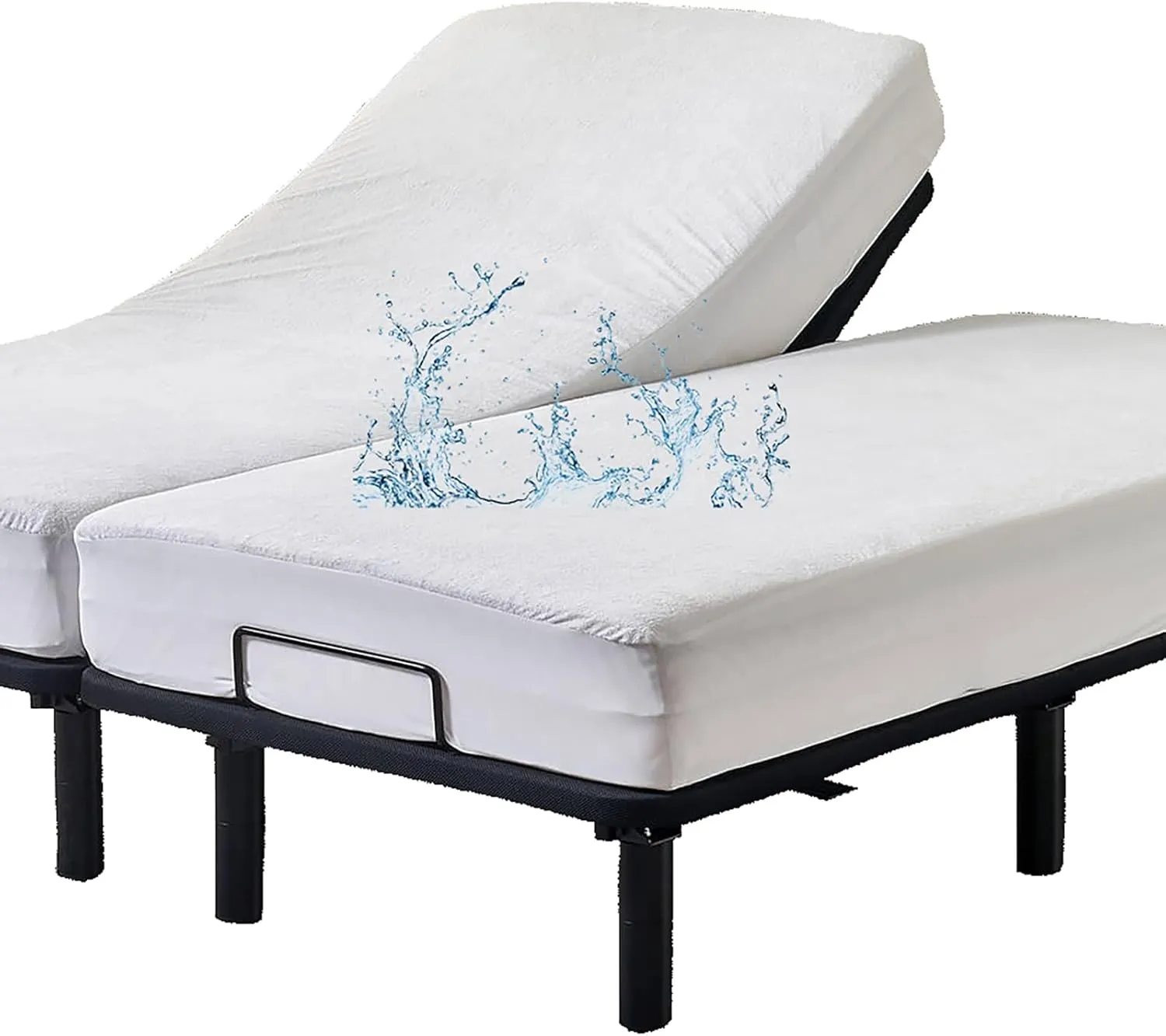 Waterproof Split Queen Mattress Protector for Adjustable Bed (2PCs) 30x80 Soft Bamboo Viscose Terry Surface Fitted Matress Cover