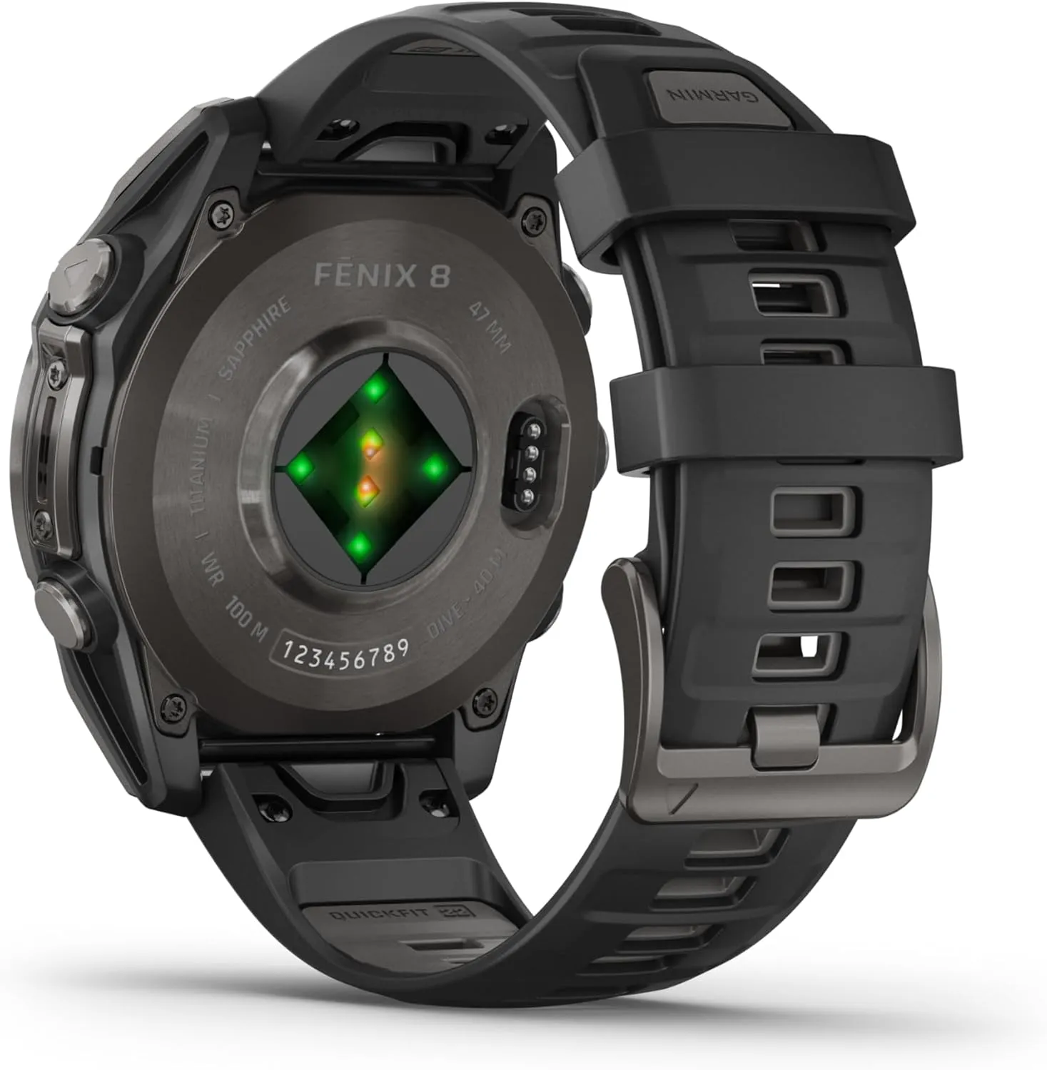 Wearable4U Garmin Fenix 8 – 47 mm, AMOLED Sapphire Multisport GPS Smartwatch,Carbon Gray DLC Titanium with Black/Pebble Gray Silicone, Built-in LED Flashlight Black Earbuds Bundle