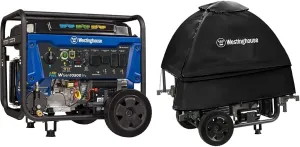 Westinghouse Outdoor Power Equipment 13500 Peak Watt Tri-Fuel Home Backup & Westinghouse WGenTent Generator Running Cover for Open Frame Generators,Black