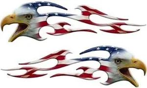 Weston Ink Screaming Eagle Head Tribal Flame Graphic Kit with American Flag