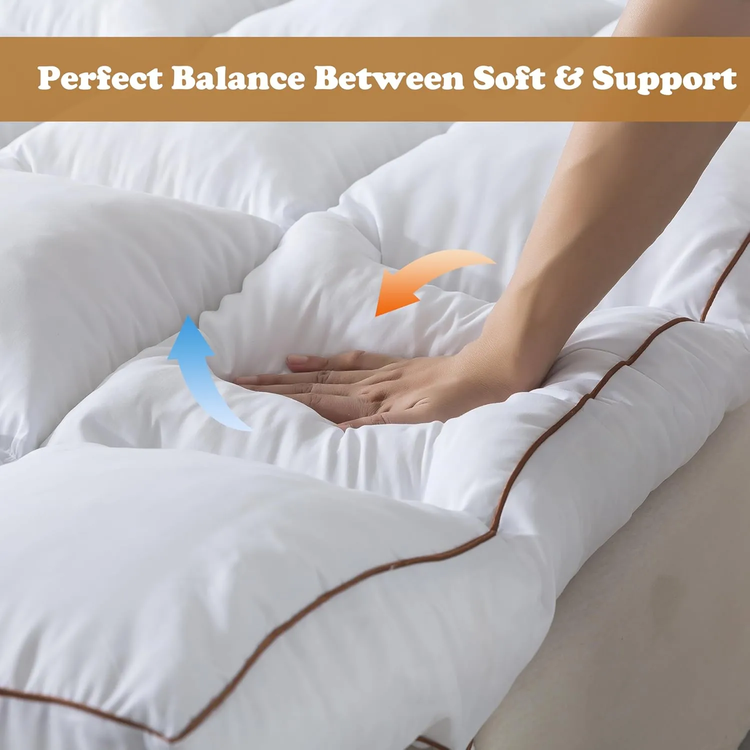 WhatsBedding 3 Inch Memory Foam Mattress Topper Twin Size Plus Thicked Down Alternative-Lined, 1700GSM Fluffy Shredded Memory Foam Filled Pillow Top, 4 Anchor Elastic Bands, Anti-Slip Bottom, 39x75in