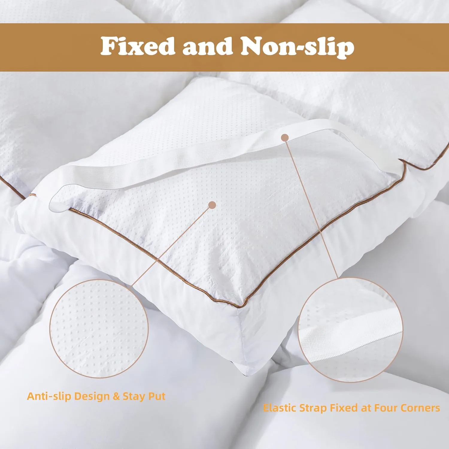WhatsBedding 3 Inch Memory Foam Mattress Topper Twin Size Plus Thicked Down Alternative-Lined, 1700GSM Fluffy Shredded Memory Foam Filled Pillow Top, 4 Anchor Elastic Bands, Anti-Slip Bottom, 39x75in
