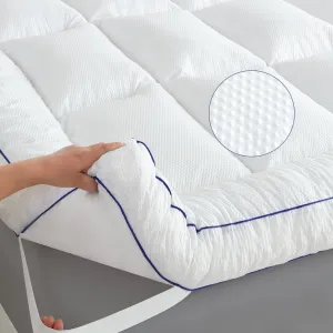 WhatsBedding 4 Inch Memory Foam Mattress Topper Queen Size, with 3D Bubble Mattress Pad Cover, Comfy Quilted 100% Cotton Layer for Back Pain, White(60"x80")