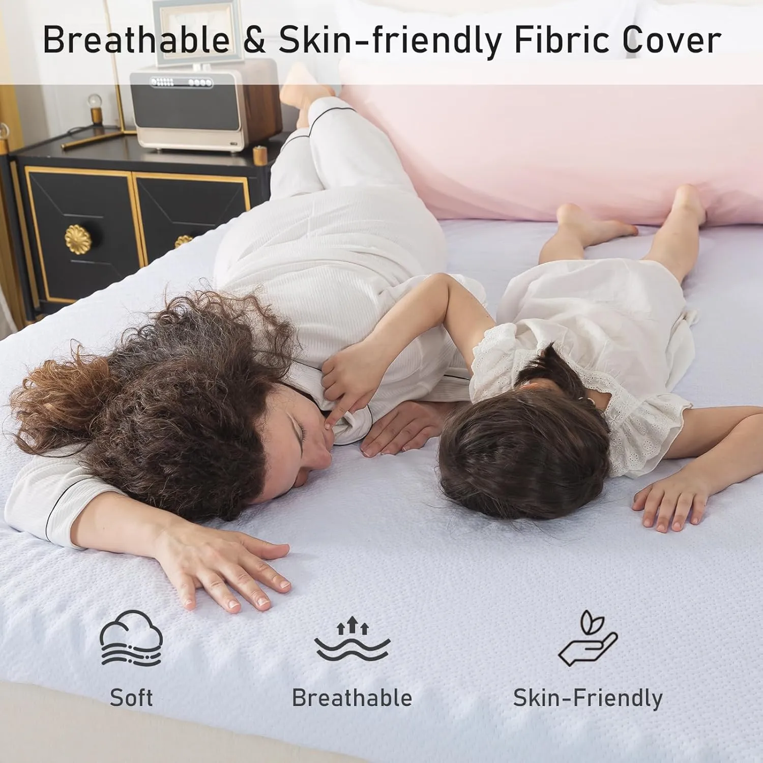 WhatsBedding Memory Foam Mattress Topper, Soft Egg Crate Mattress Topper with Breathable Cover for Back Pain Relief, CertiPUR-US Certified