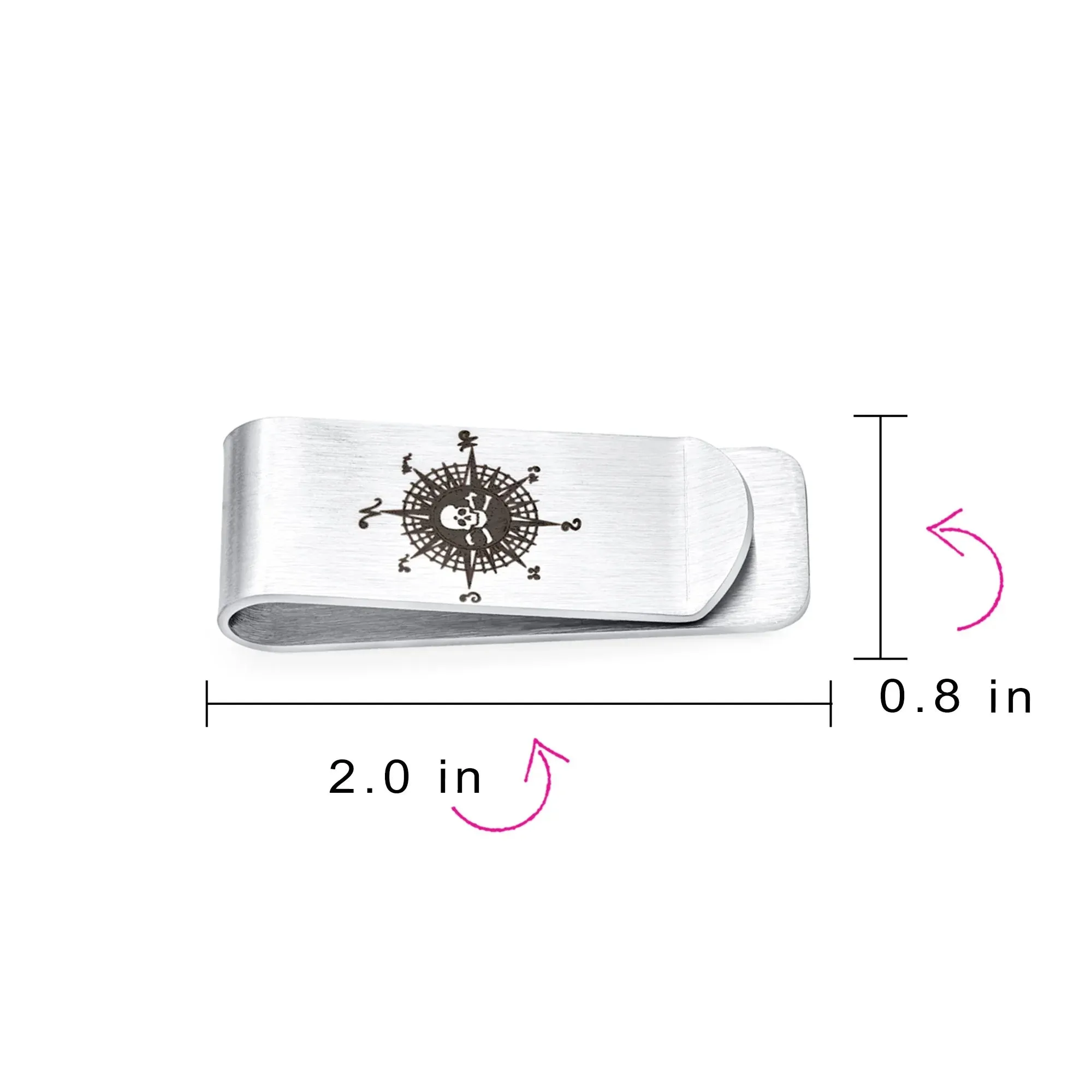 Wide Biker Jewelry Gothic Pirate Skull Money Clip Card Holder Stainless Steel