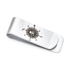 Wide Biker Jewelry Gothic Pirate Skull Money Clip Card Holder Stainless Steel