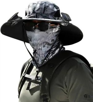 Wide Brim Solar Fan Outdoor Fishing Hat-Solar & USB Charging, Solar Fan Hat, Waterproof Hat with Solar Fan Built