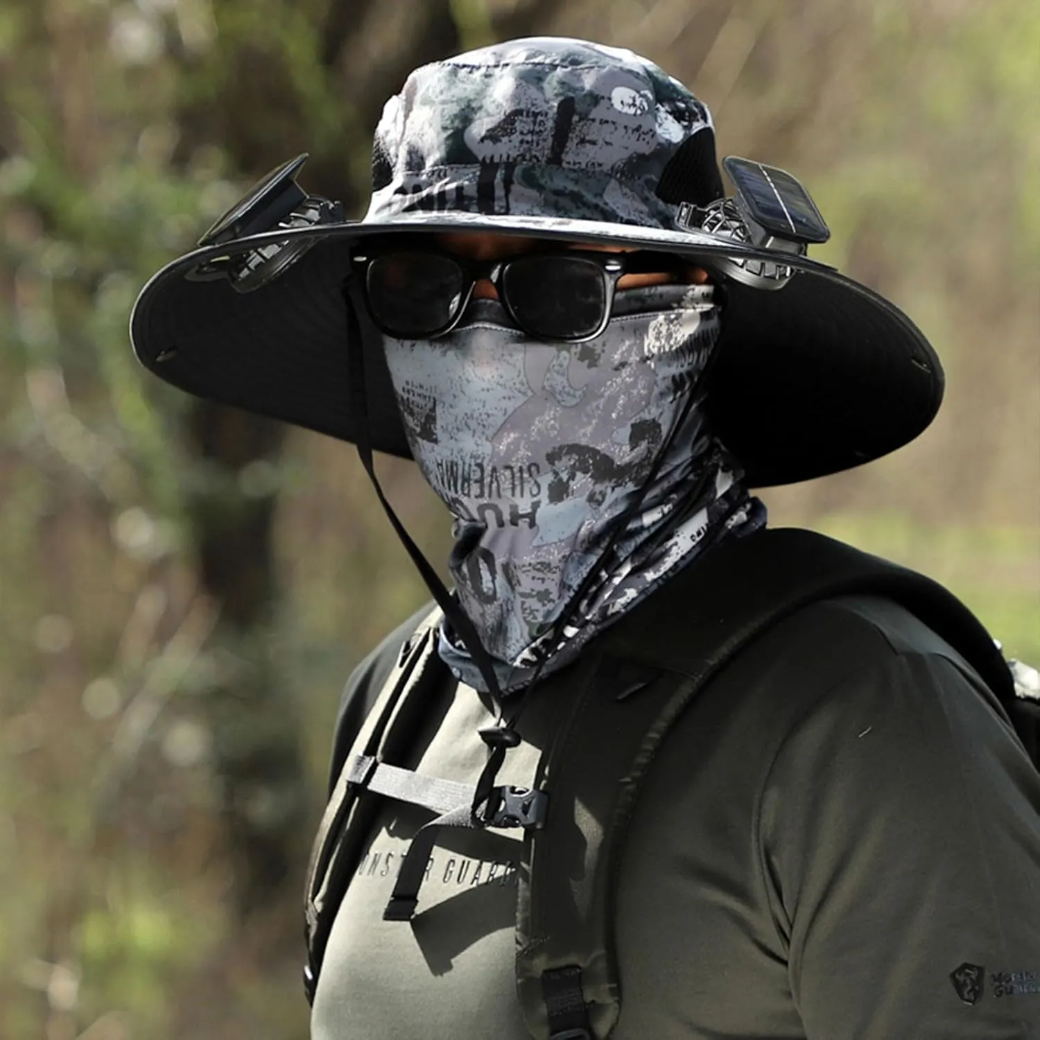 Wide Brim Solar Fan Outdoor Fishing Hat-Solar & USB Charging, Solar Fan Hat, Waterproof Hat with Solar Fan Built