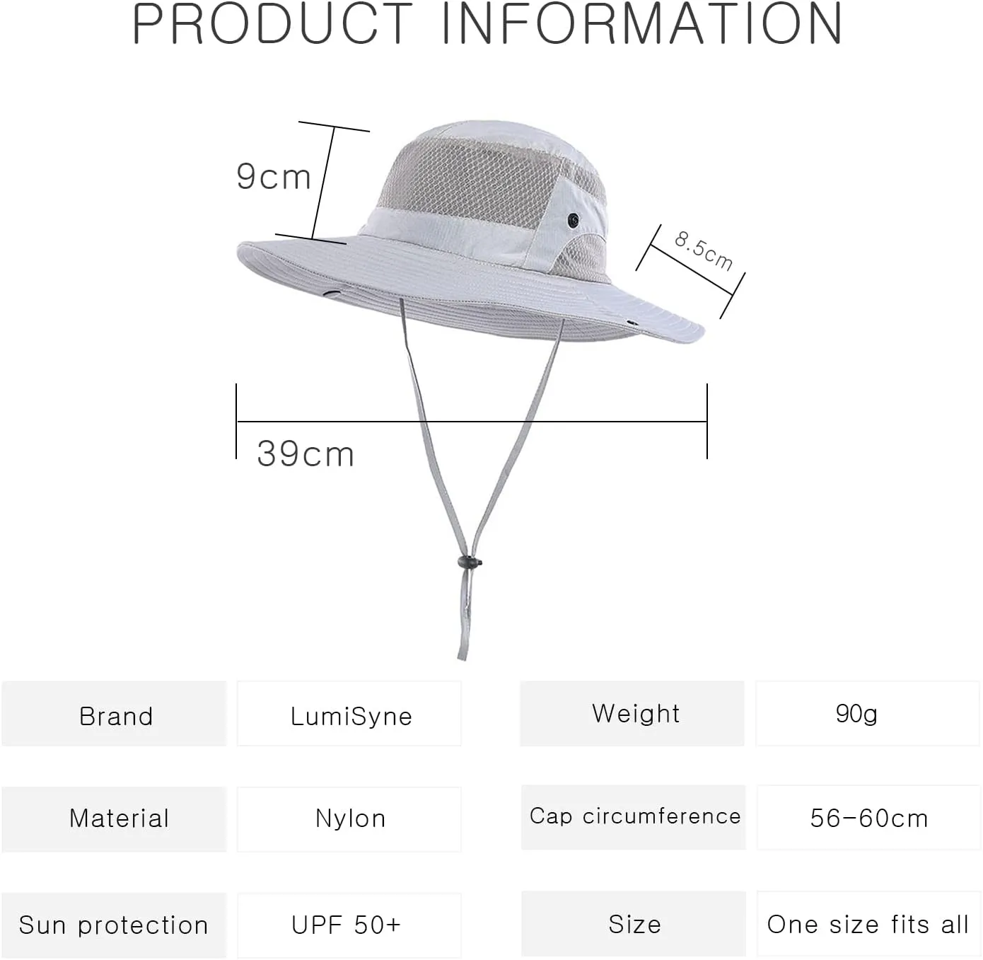 Wide Brim Sun Hat, UPF 50 , Breathable Mesh Bucket Hat, Boonie Hat with Adjustable Chin Strap, Foldable Fishing Hat