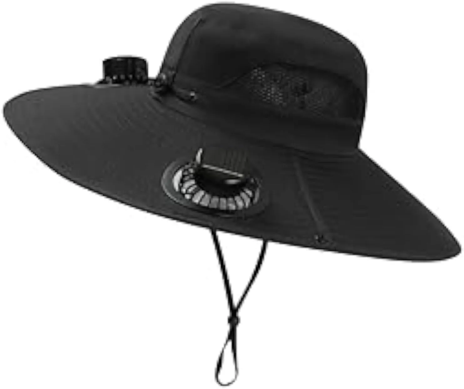 Wide Brim Sun Hat with 2 Solar Fan, 3 Speed Adjustable Fan Hat, Solar & USB Charging Fan, Bucket Fishing & Beach Hat