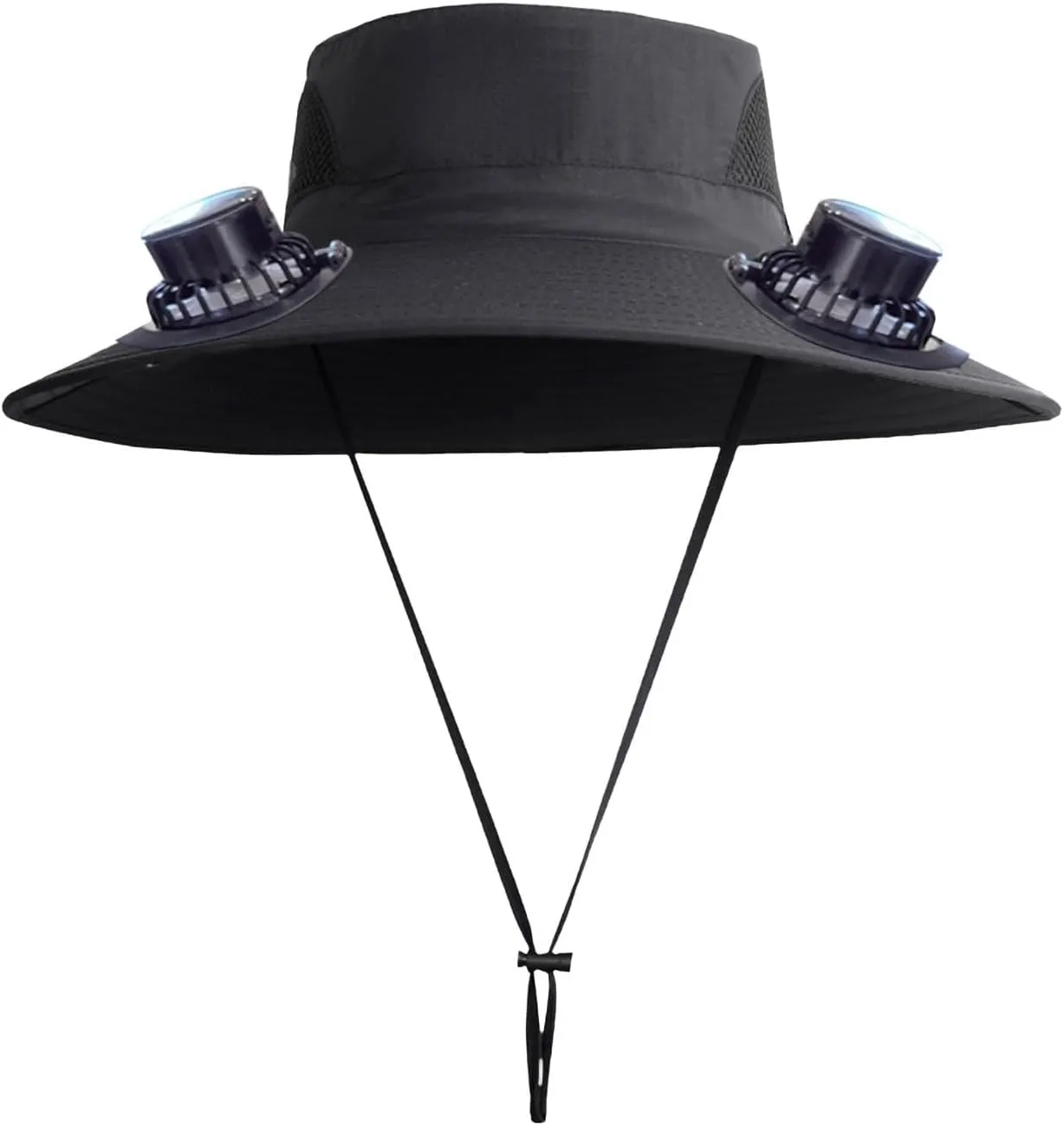 Wide Brim Sun Hat with 2 Solar Fan, 3 Speed Adjustable Fan Hat, Solar & USB Charging Fan, Bucket Fishing & Beach Hat