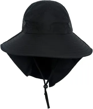 Windproof Fishing Hiking Hat Wide Brim UV Protection Sun Cap Outdoor Bucket Mesh Boonie Hat for Women Men