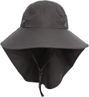 Windproof Fishing Hiking Hats Wide Brim UV Protection Sun Cap Outdoor Bucket Mesh Boonie Hat for Women Men
