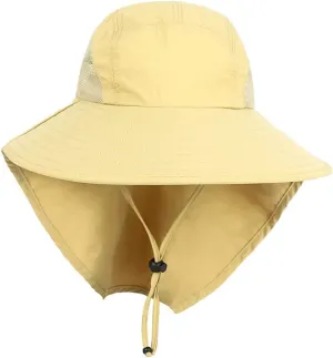 Windproof Fishing Hiking Hats Wide Brim UV Protection Sun Cap Outdoor Bucket Mesh Boonie Hat for Women Men
