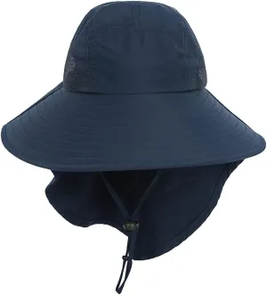 Windproof Fishing Hiking Hats Wide Brim UV Protection Sun Cap Outdoor Bucket Mesh Boonie Hat for Women Men