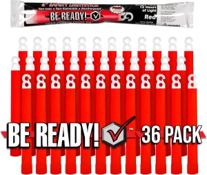 Windy City Novelties Be Ready - Red 6" Industrial 12 Hour Premium Emergency Safety Chemical Light Glow Sticks - 36 Pack