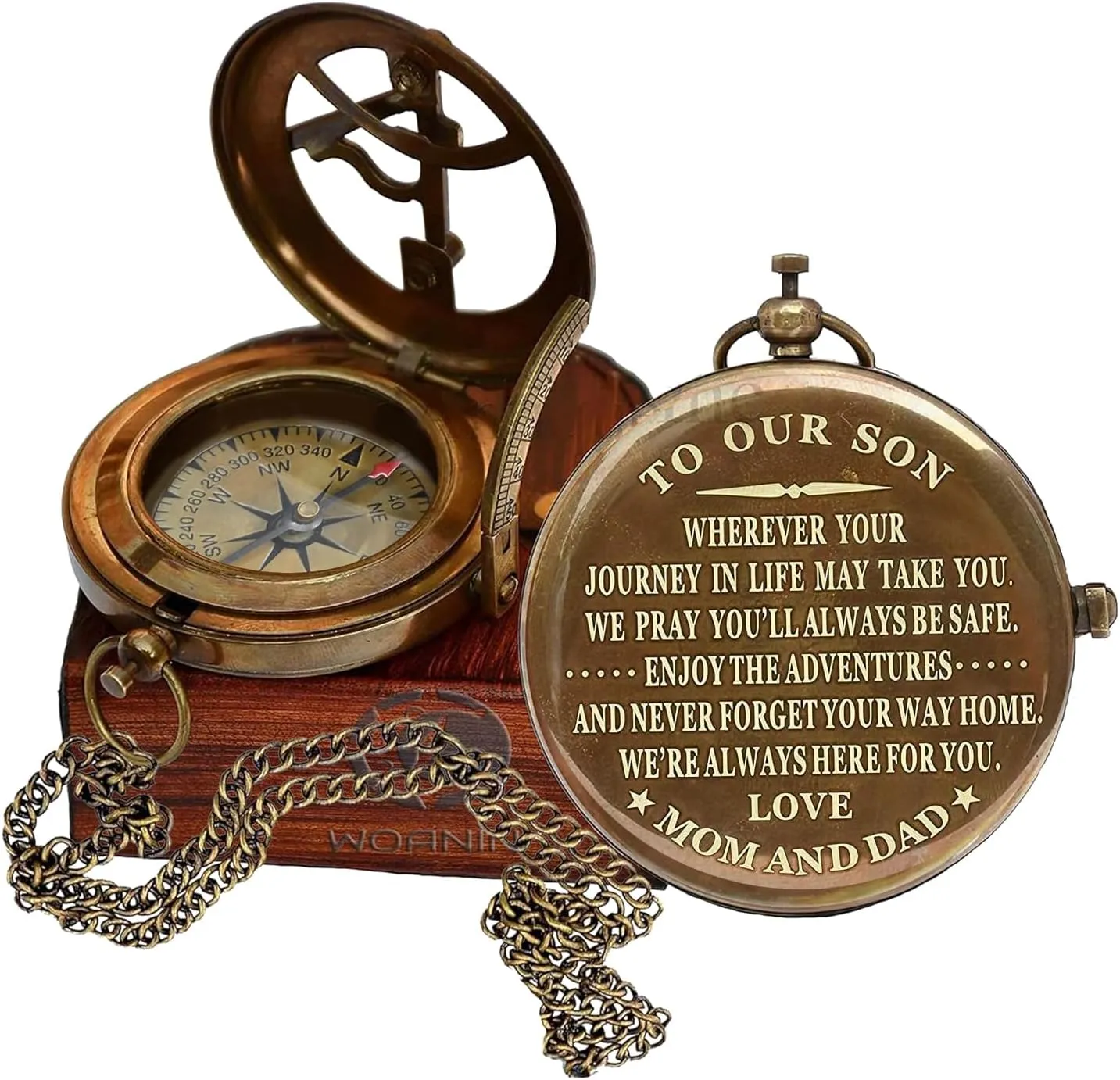 WOANIN Personalized Compass,Gift for Husband,Son,to My Man, to Our Son,to My Fiancé,Dad,Boyfriend,for Customized Compass (Our Son- Mom and Dad)