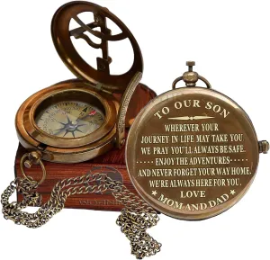 WOANIN Personalized Compass,Gift for Husband,Son,to My Man, to Our Son,to My Fiancé,Dad,Boyfriend,for Customized Compass (Our Son- Mom and Dad)
