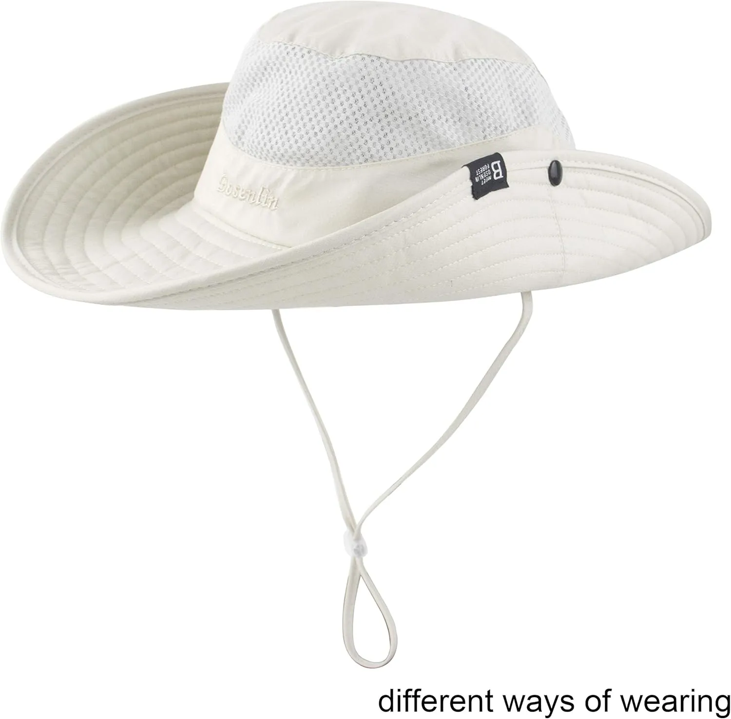 Womens Ponytail Sun Hat Summer Wide Brim Outdoor UV Protection Mesh Bucket Cap for Beach Fishing Gardening