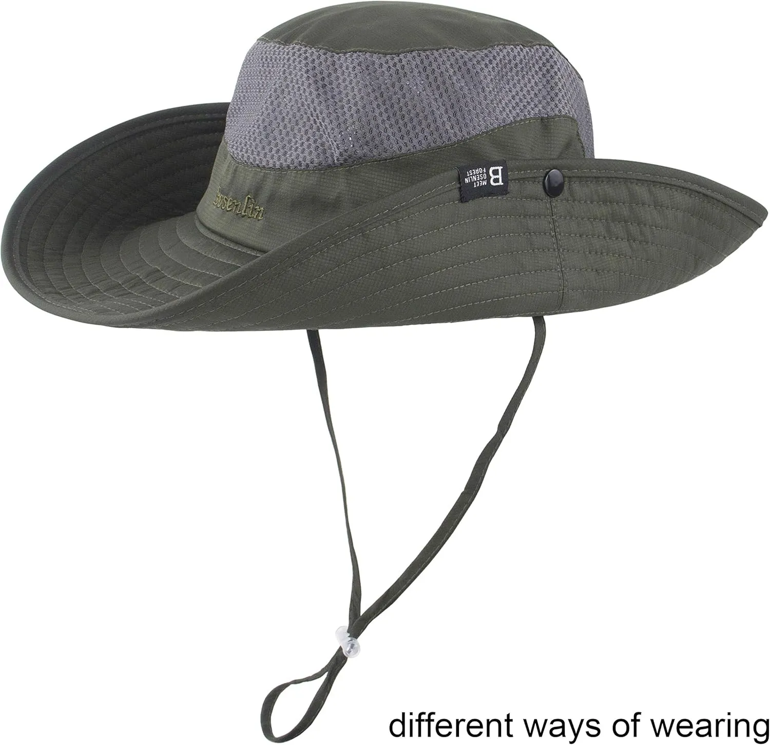 Womens Ponytail Sun Hat Summer Wide Brim Outdoor UV Protection Mesh Bucket Cap for Beach Fishing Gardening