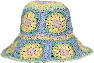 Womens Straw Sun Hat Floral Woven Bucket Hat Fishing Hat Beach Hat Hand Woven Foldable Cap