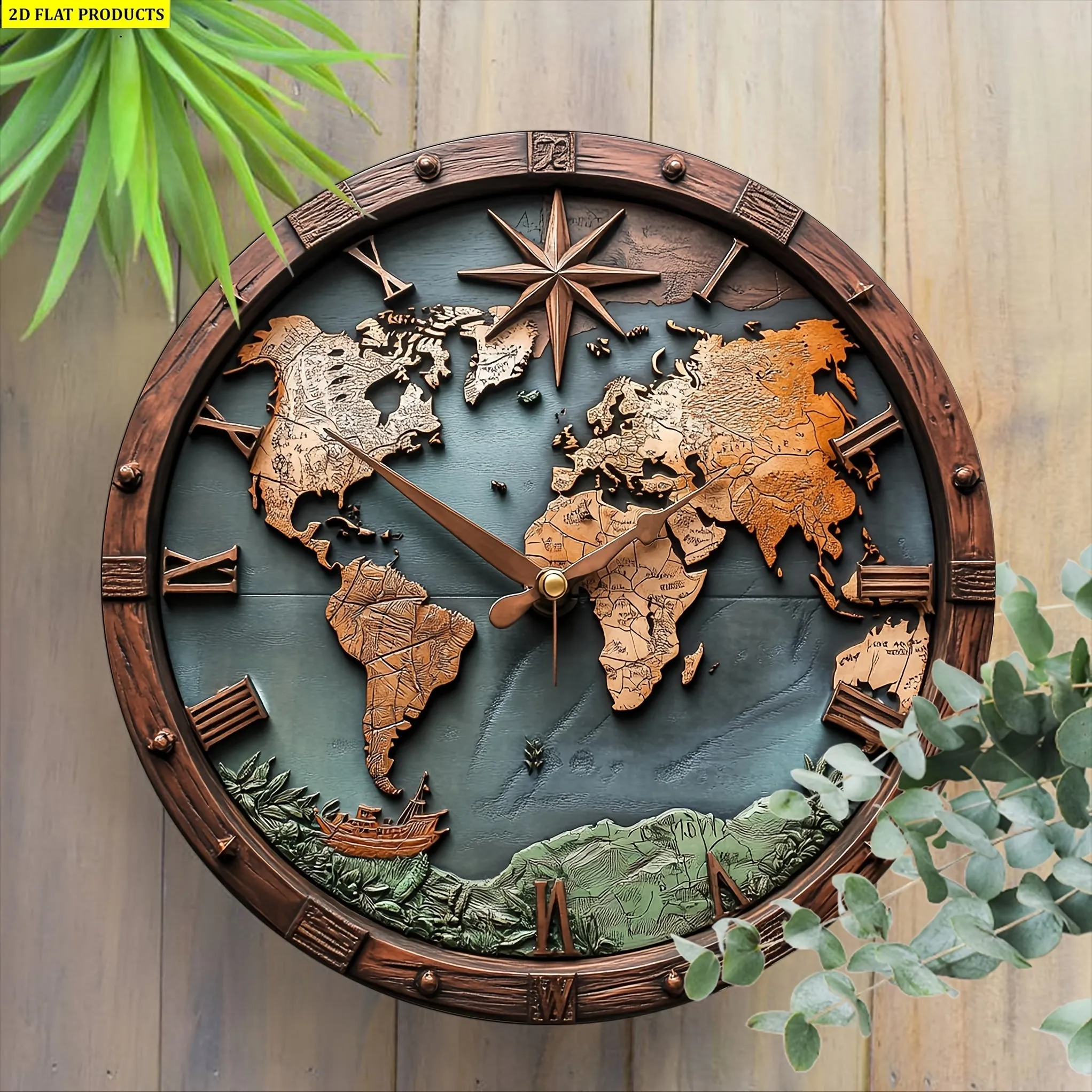 Wooden World Map Wall Art- HMT25HD