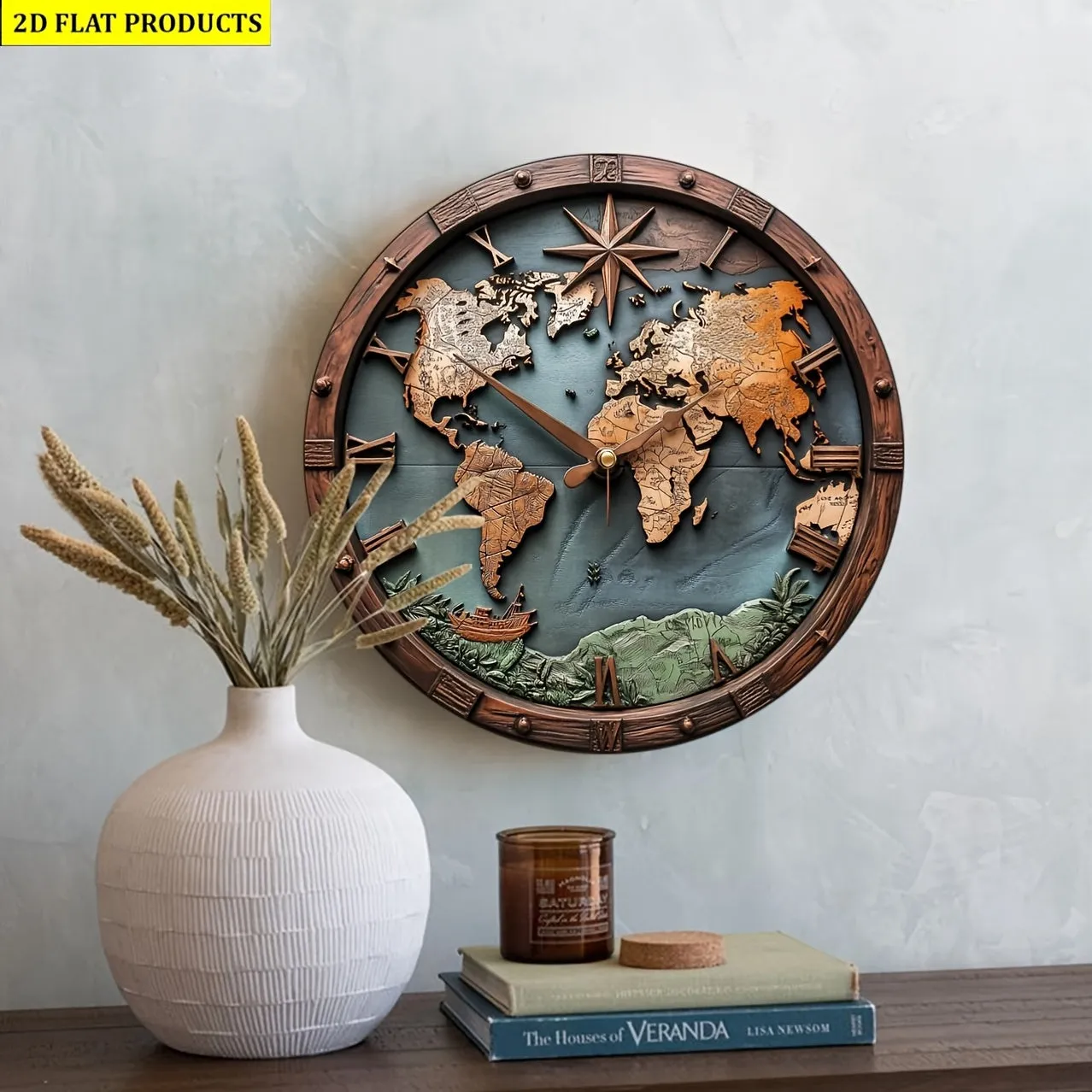 Wooden World Map Wall Art- HMT25HD