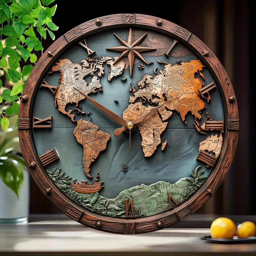 Wooden World Map Wall Art- HMT25HD