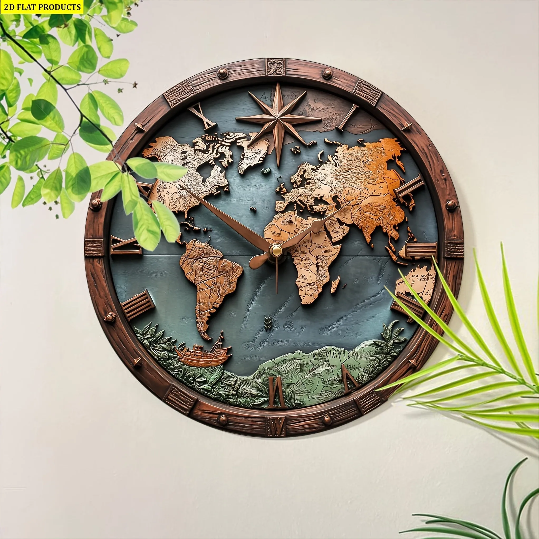 Wooden World Map Wall Art- HMT25HD