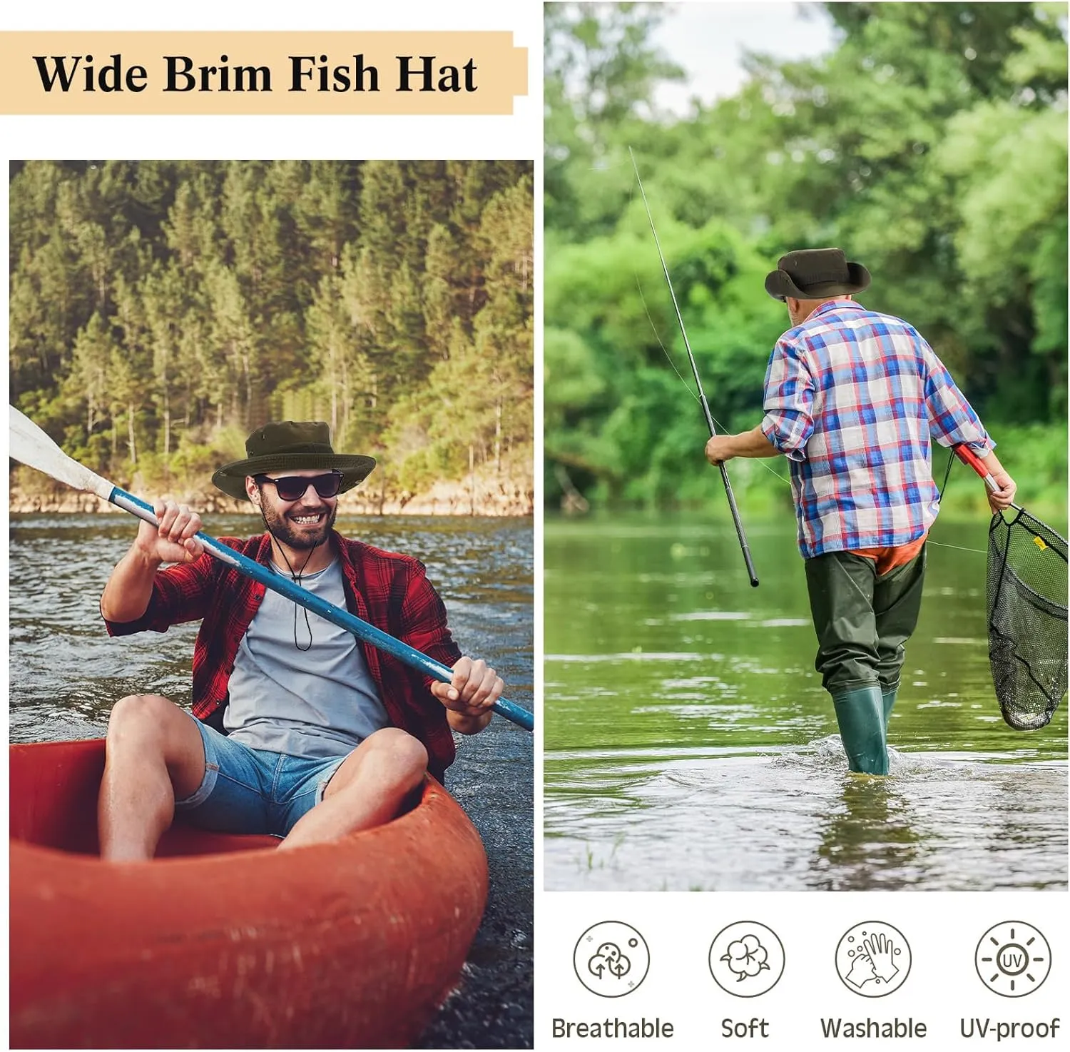 Xtinmee 10 Pieces Bucket Hat Bulk Wide Brim Boonie Hiking Fishing Safari Hat with Chin Strap for Women Men Adult Summer