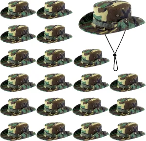 Xtinmee 20 Pcs Boonie Hat Bulk Wide Brim Bucket Hat Safari Hats Outdoor Sun Hats for Hiking Camping with Adjustable Strap