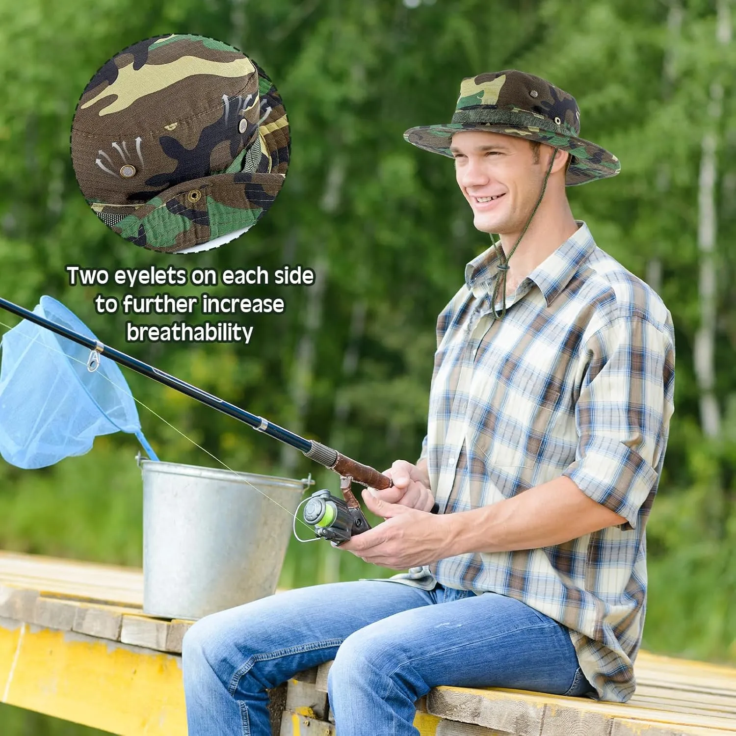 Xtinmee 20 Pcs Boonie Hat Bulk Wide Brim Bucket Hat Safari Hats Outdoor Sun Hats for Hiking Camping with Adjustable Strap