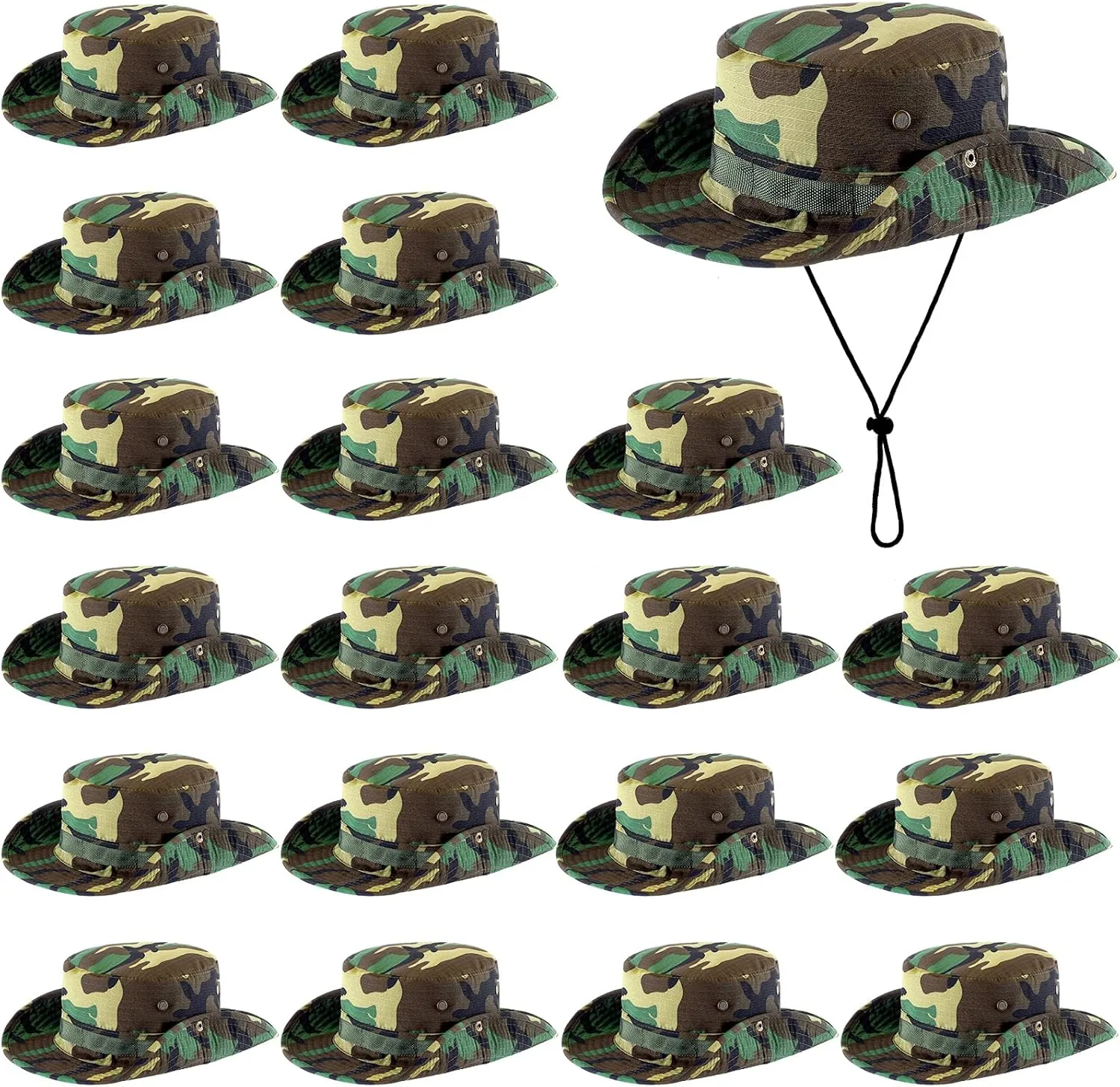 Xtinmee 20 Pcs Boonie Hat Bulk Wide Brim Bucket Hat Safari Hats Outdoor Sun Hats for Hiking Camping with Adjustable Strap