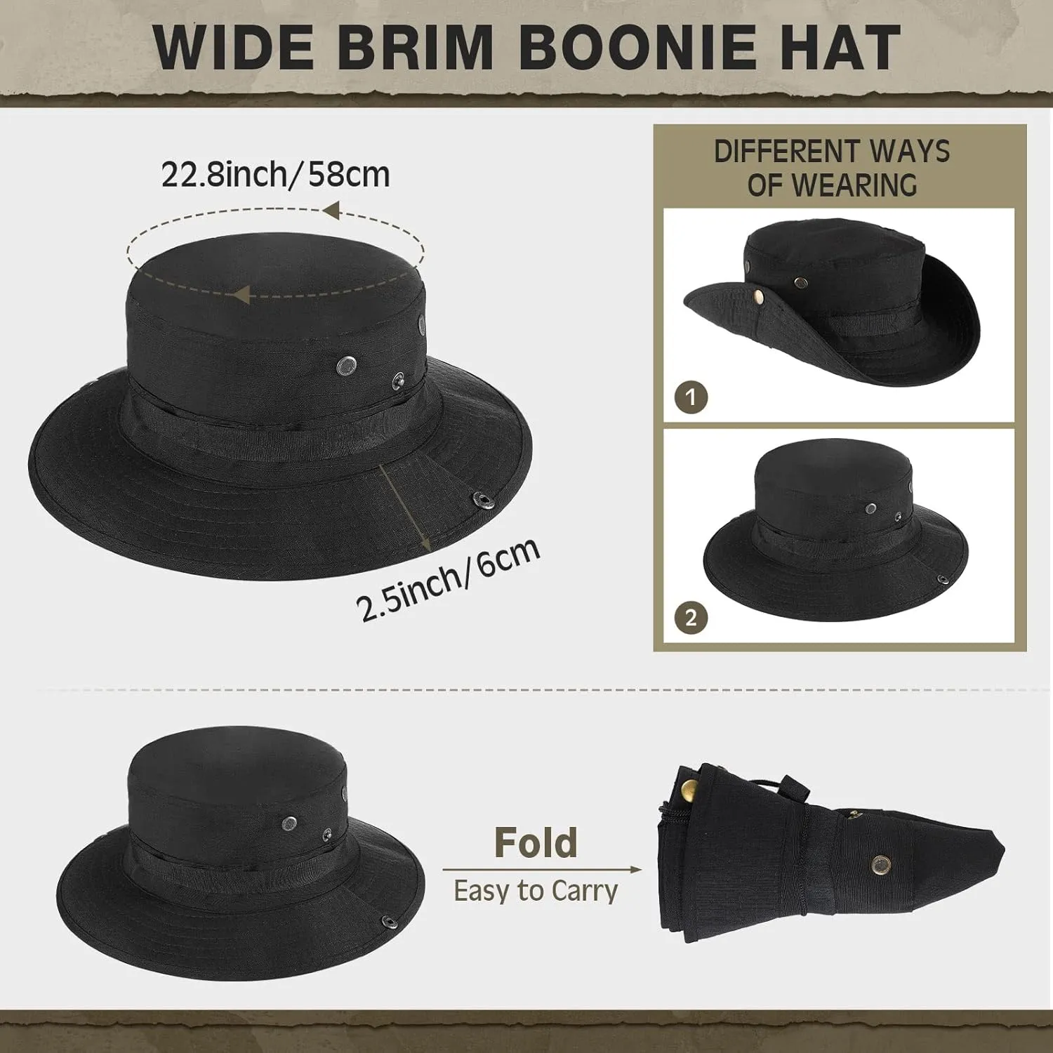 Xtinmee 20 Pcs Boonie Hat Bulk Wide Brim Bucket Hat Safari Hats Outdoor Sun Hats for Hiking Camping with Adjustable Strap