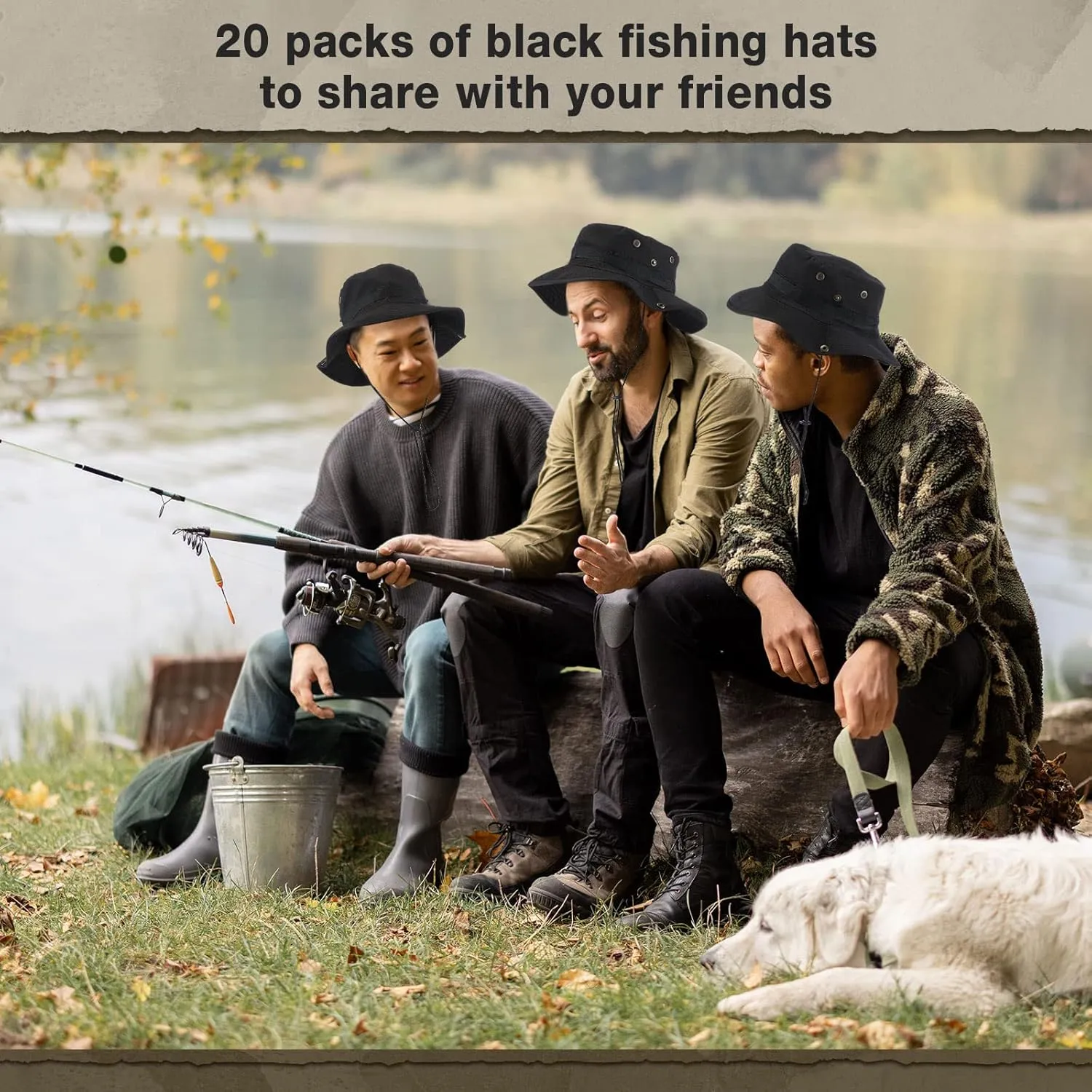 Xtinmee 20 Pcs Boonie Hat Bulk Wide Brim Bucket Hat Safari Hats Outdoor Sun Hats for Hiking Camping with Adjustable Strap