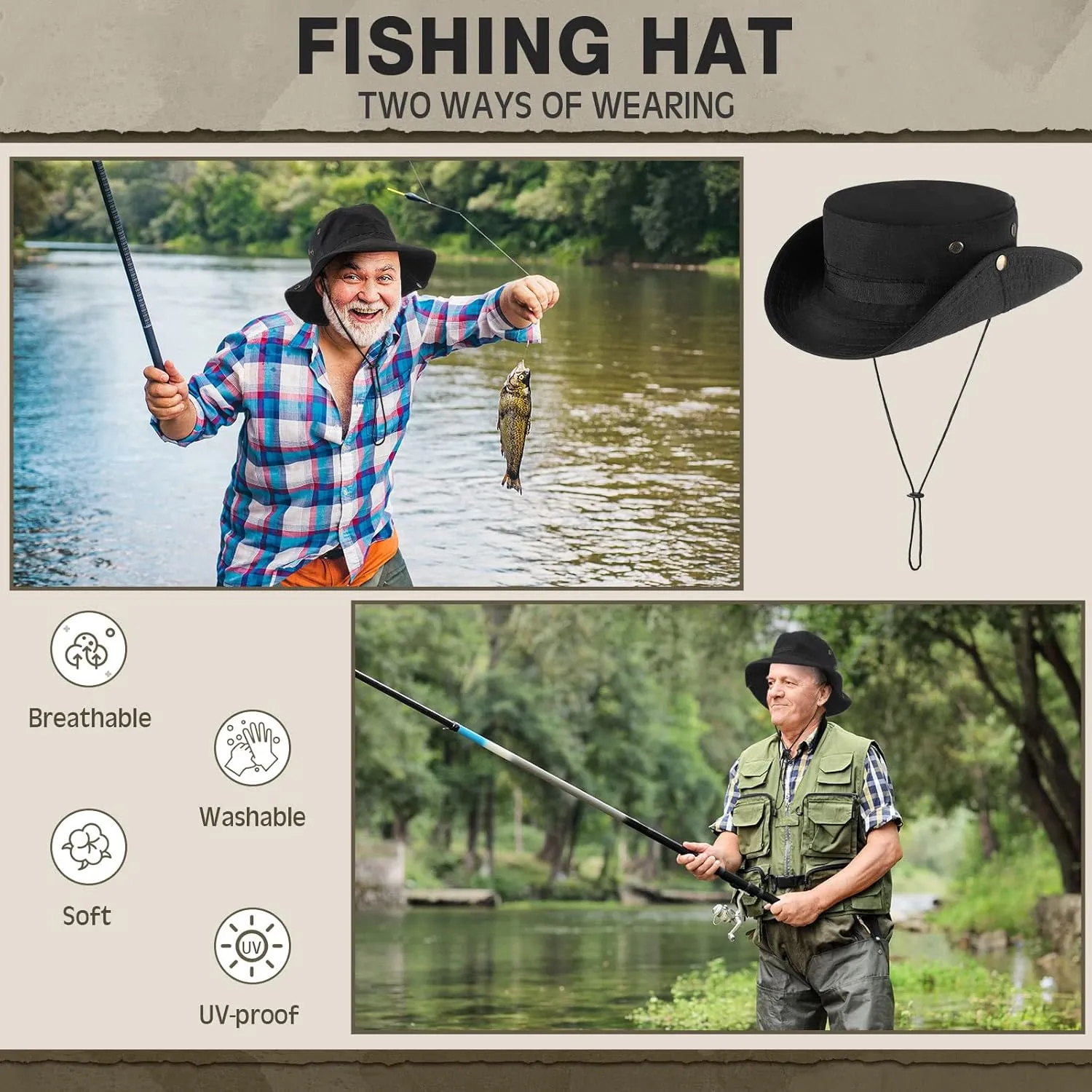 Xtinmee 20 Pcs Boonie Hat Bulk Wide Brim Bucket Hat Safari Hats Outdoor Sun Hats for Hiking Camping with Adjustable Strap