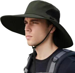 【XXL Oversize &Wide Brim】 Sun Hats for Men【UPF 50  & Waterproof】 Fishing-Hat Boonie Bucket for Hiking Safari Beach Garden