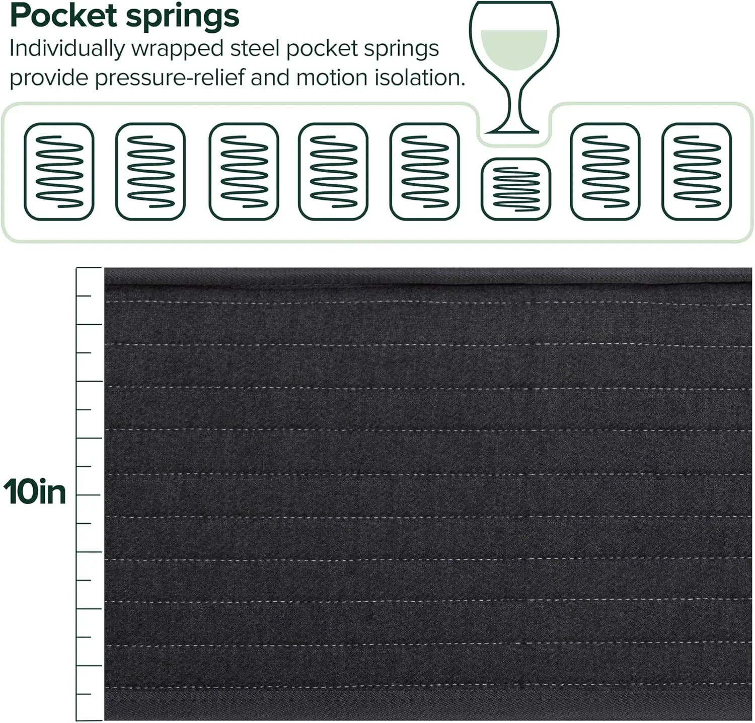 ZINUS 10 Inch Comfort Essential Pocket Spring Hybrid Mattress, Twin, Pressure Relieving Support, CertiPUR-US Certified, Mattress in A Box