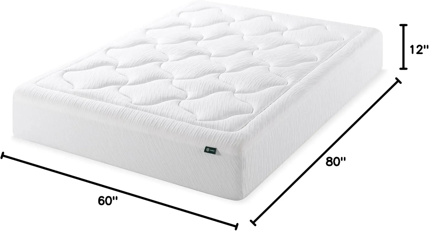 ZINUS 12 Inch Cloud Memory Foam Mattress, Queen, Fiberglass Free, Pressure Relieving, Mattress in A Box, CertiPUR-US Certified, White