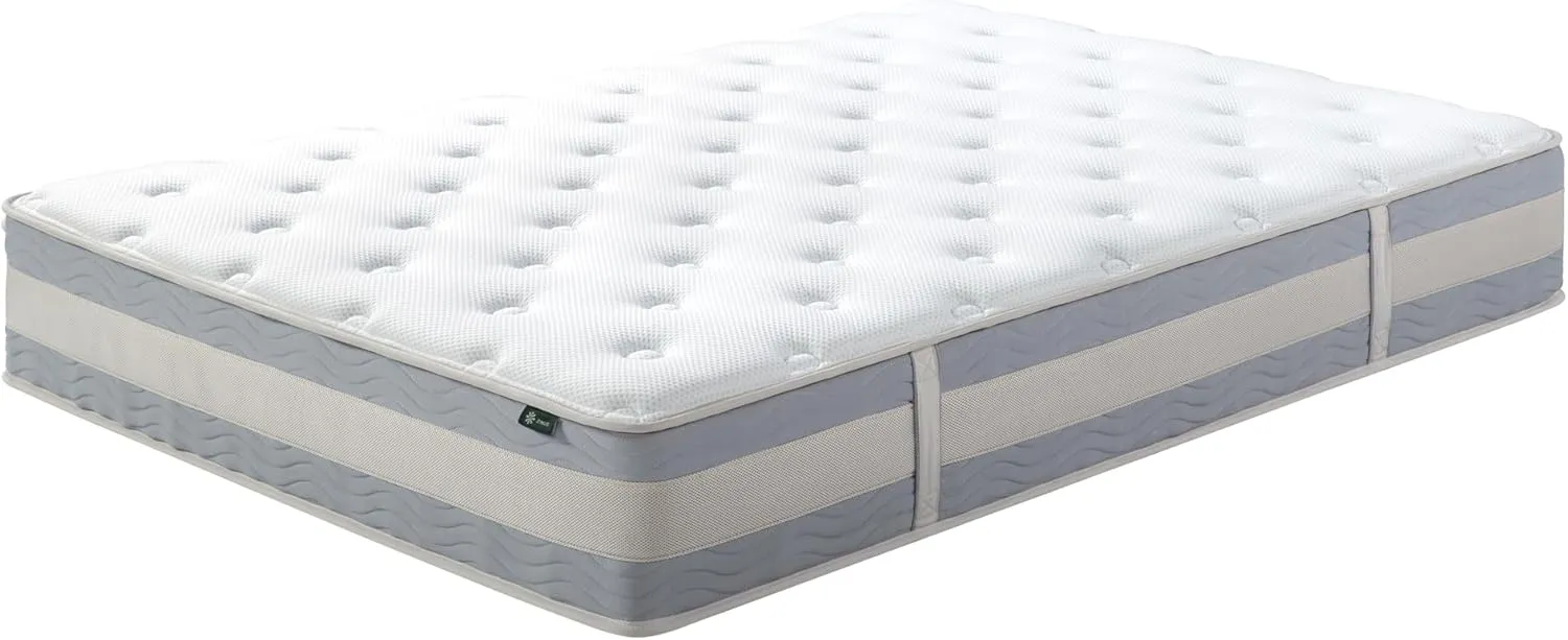 ZINUS 12 Inch Cooling Comfort Support Hybrid Mattress [New Version], Queen, Fiberglass Free, Medium Plush, Cooling Motion Isolation, Certified Safe Foams & Fabric, Mattress in A Box