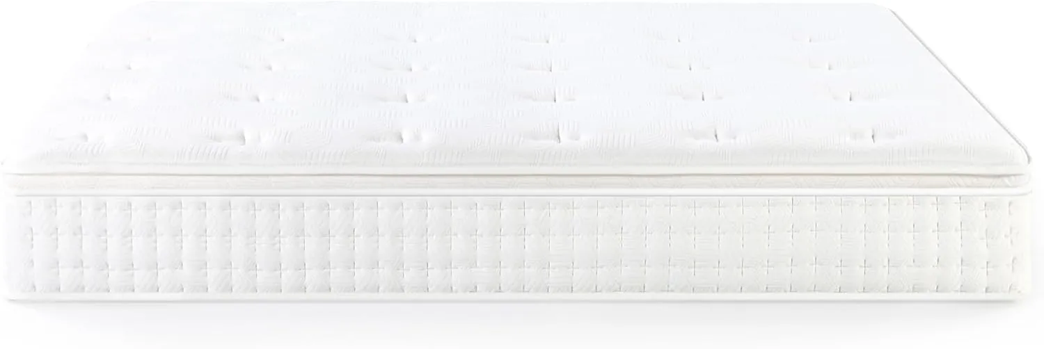 ZINUS 12 Inch Euro Top Pocket Spring Hybrid Mattress, Queen, Pressure Relief, Pocket Innersprings for Motion Isolation, Mattress in A Box